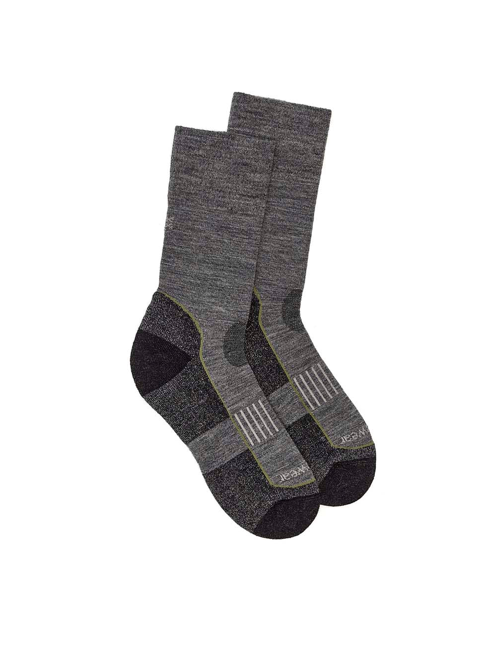 Adventurer Micro Crew Sock - Grey with Green Trim